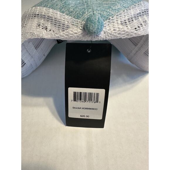 Ariat Hat Ladies Turquoise Logo Leather Patch Ponyflo Cap One Size Ponytail NWT - Picture 11 of 13